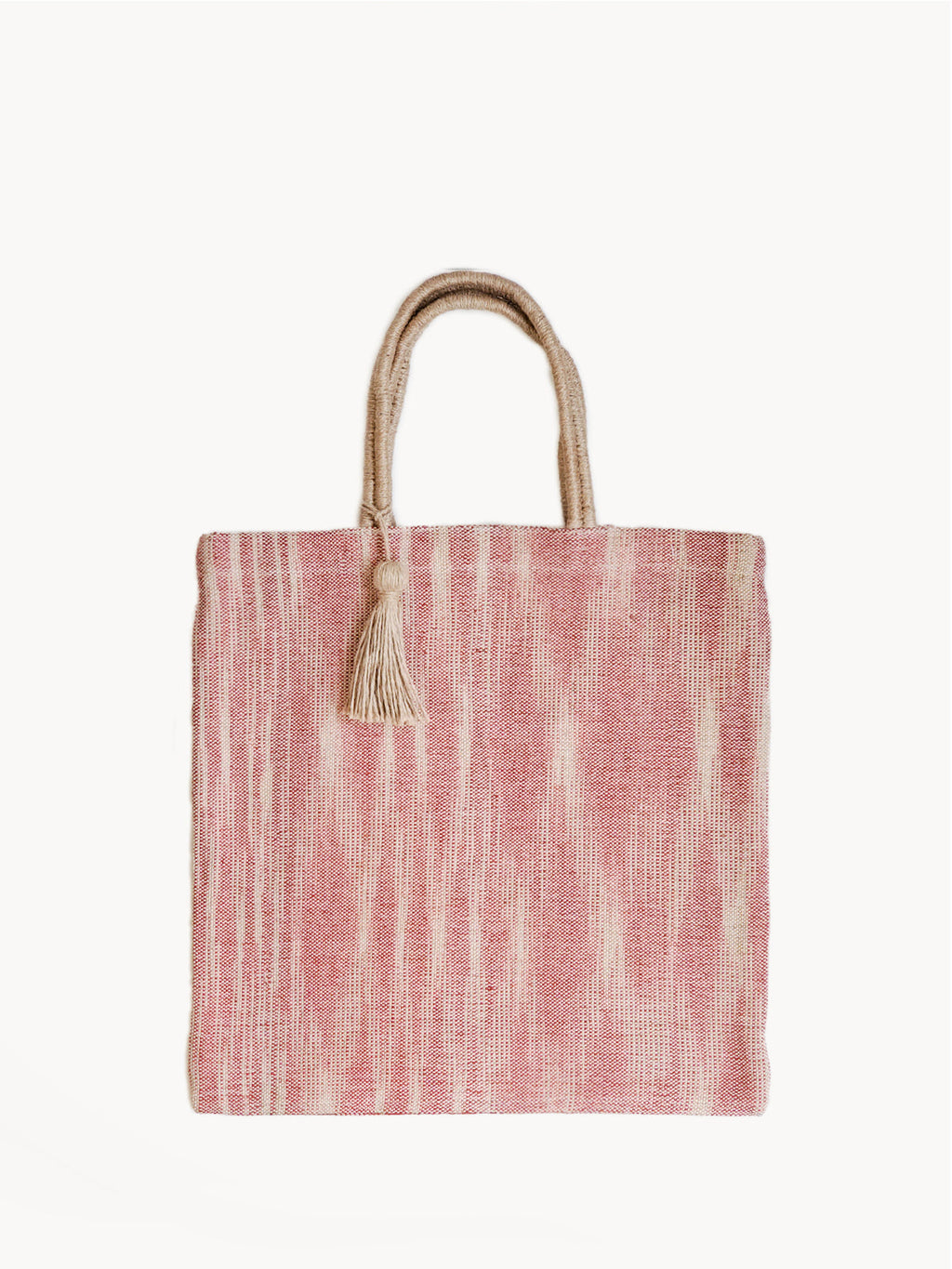 Red Jute Tote Bag Handwoven and Naturally Dyed