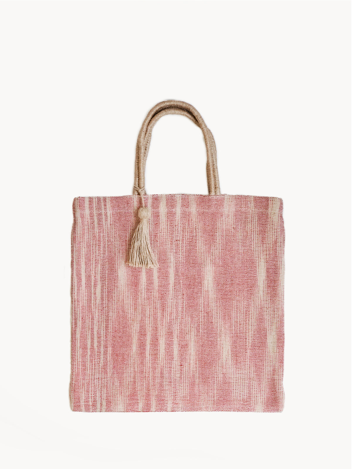 Red Jute Tote Bag Handwoven and Naturally Dyed
