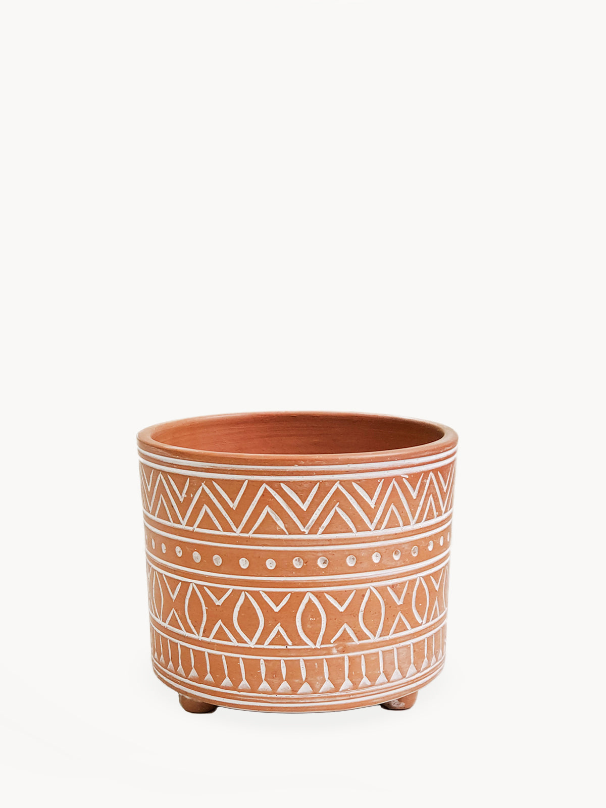 Hand Etched Terracotta Pot Small