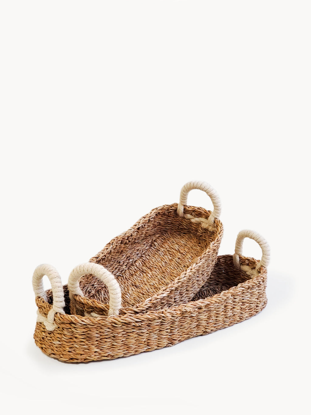 Seagrass Bread Basket with White Handle