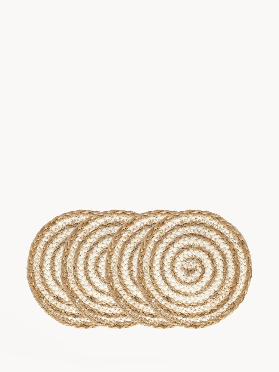 Spiral Coaster Trivet Natural Set of 4