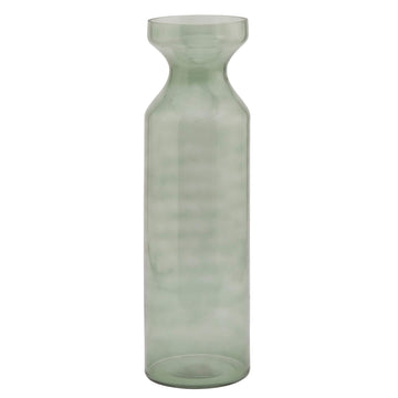 Smoked sage fluted glass vase, 40 cm tall, with vertical ribbed texture for fresh or artificial floral arrangements.by Sostter at brixbailey.com