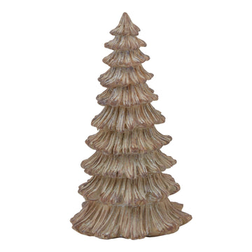 Miniature pine tree sculpture in rich brown resin, lifelike branches for holiday decor by Sostter at brixbailey.com