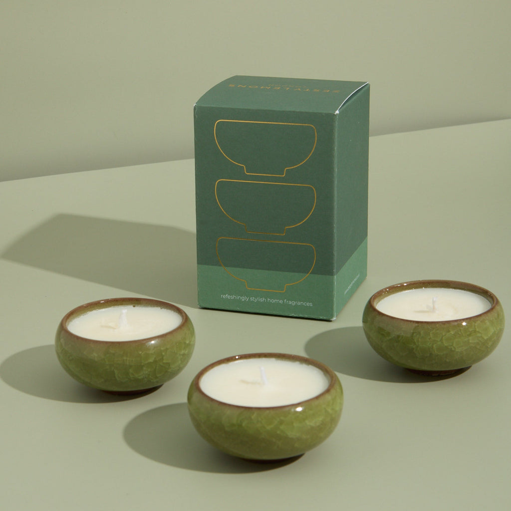 Contemporary Kiln Olive Tea Lights - Elderflower & Coconut
