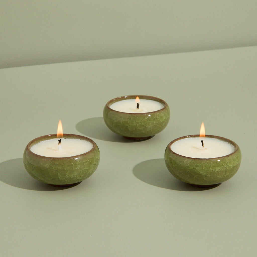 Contemporary Kiln Olive Tea Lights - Elderflower & Coconut
