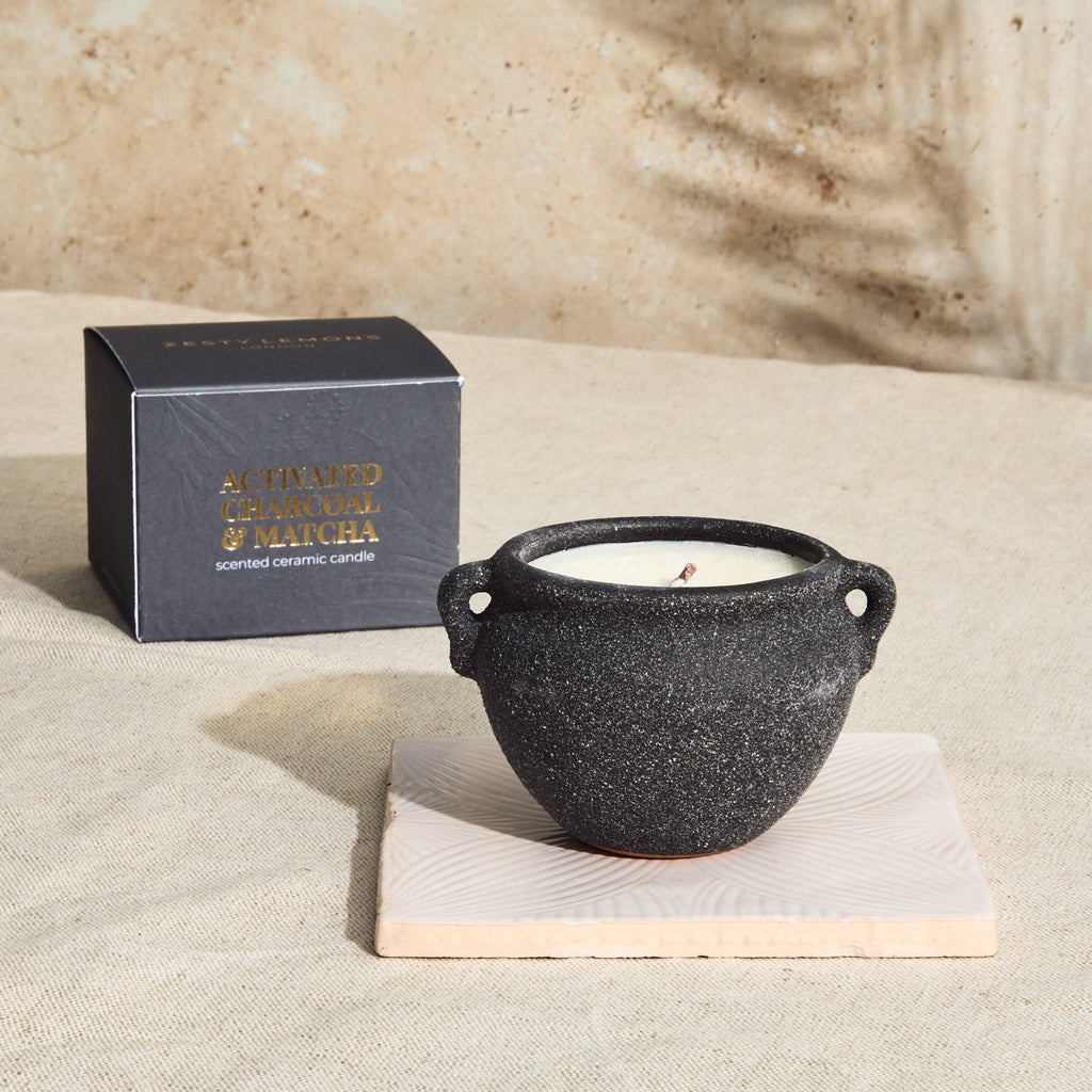 Marrakesh Graphite Pottery Candle - Activated Charcoal & Matcha