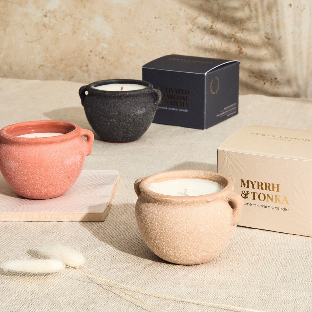 Marrakesh Sandstone Pottery Candle - Myrrh & Tonka