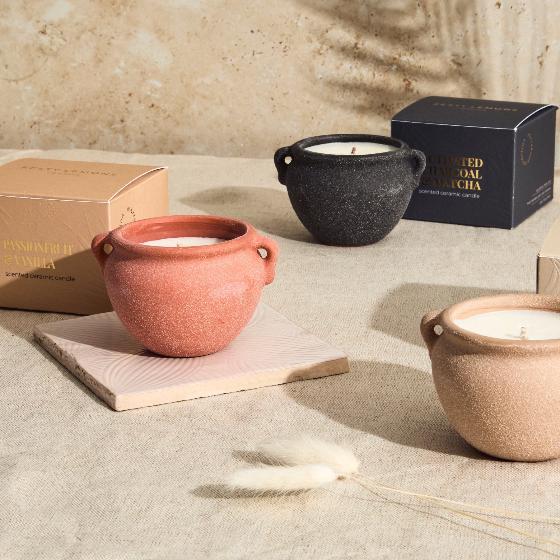 Marrakesh Graphite Pottery Candle - Activated Charcoal & Matcha