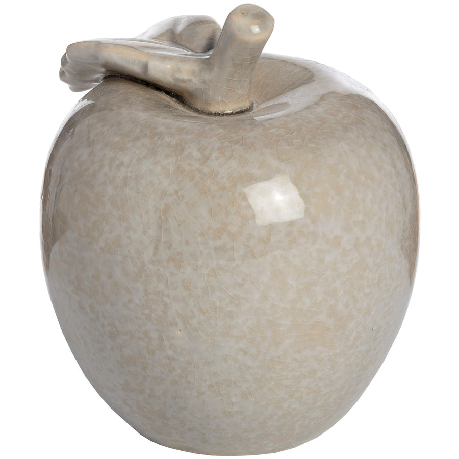 Handcrafted crackle-glazed ceramic apple ornament in antique grey, 14cm, with textured surface for elegant home decor. by Hill Interiors at brixbailey.com