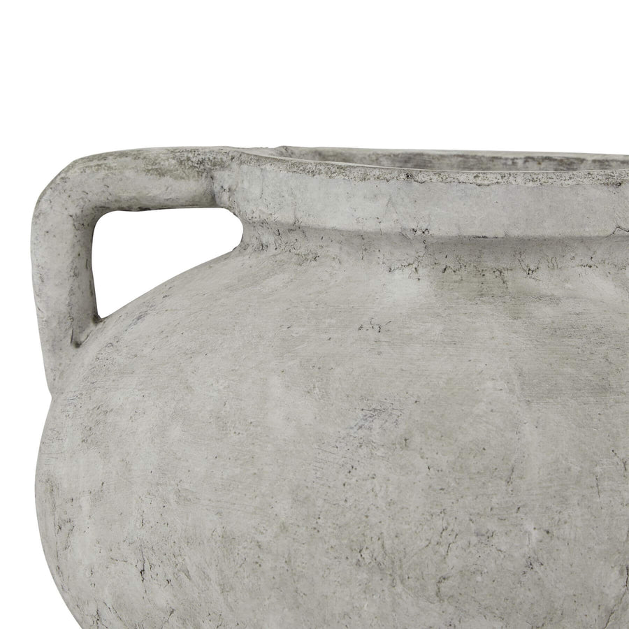 White ceramic Athena Stone Pelike Pot, handcrafted artisanal vase for floral arrangements, 24cm height. by Sostter at brixbailey.com