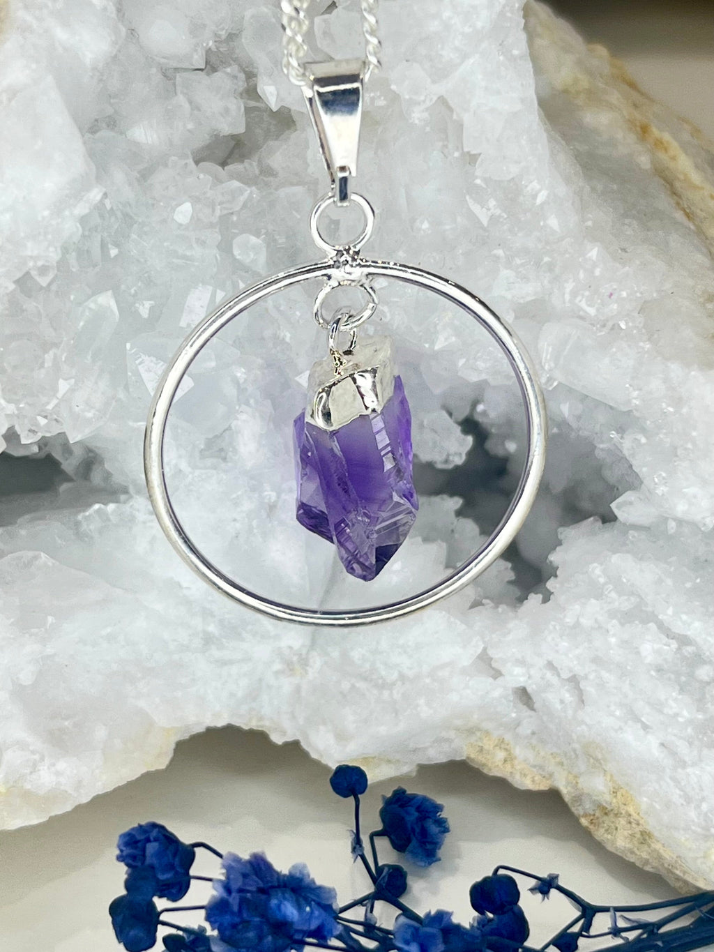 Amethyst Circle Pendant Necklace