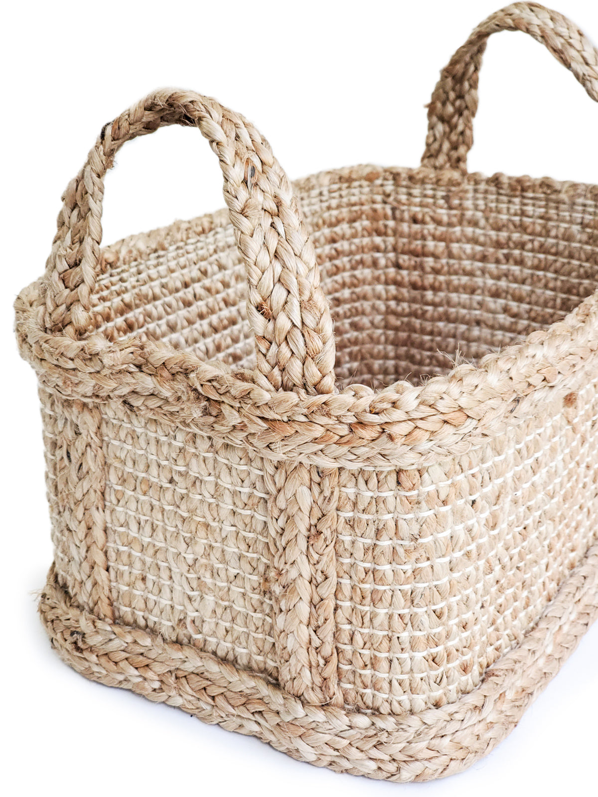 Rectangular Handwoven Jute Storage Basket