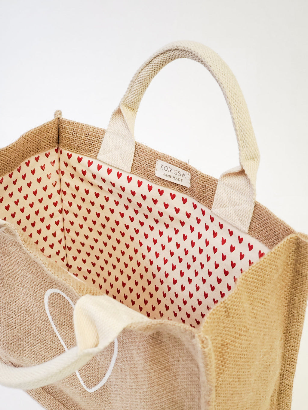 Jute Canvas Gift Bag in Love