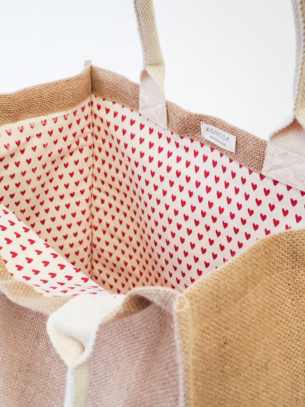 Jute Canvas Market Bag Love