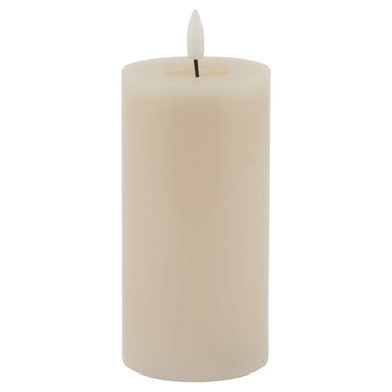 Realistic taupe LED wax candle with dripping effect, flame-free ambiance for home decor by Hill Interiors at brixbailey.com