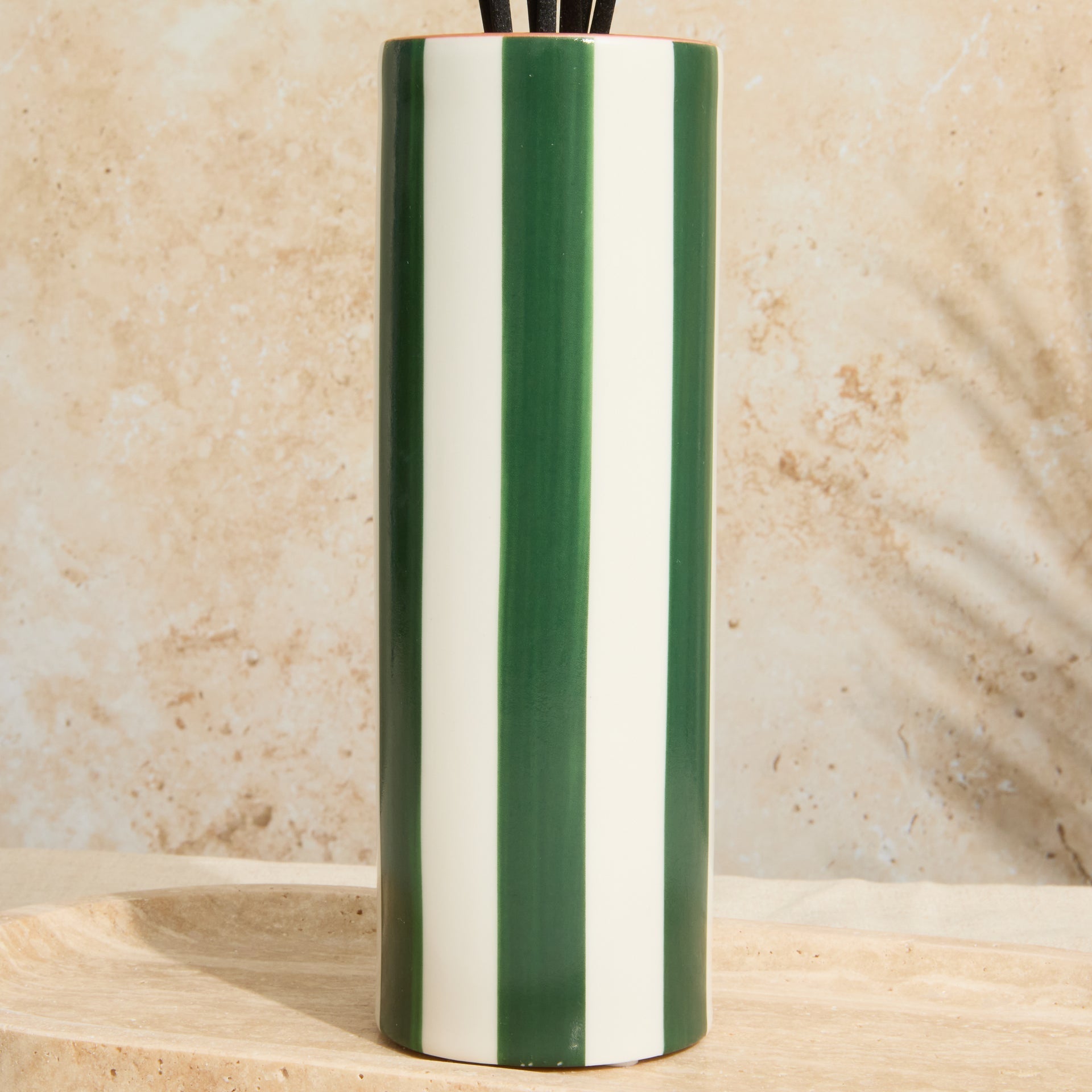 Marrakesh: Olive Striped Diffuser - Oud & Leather