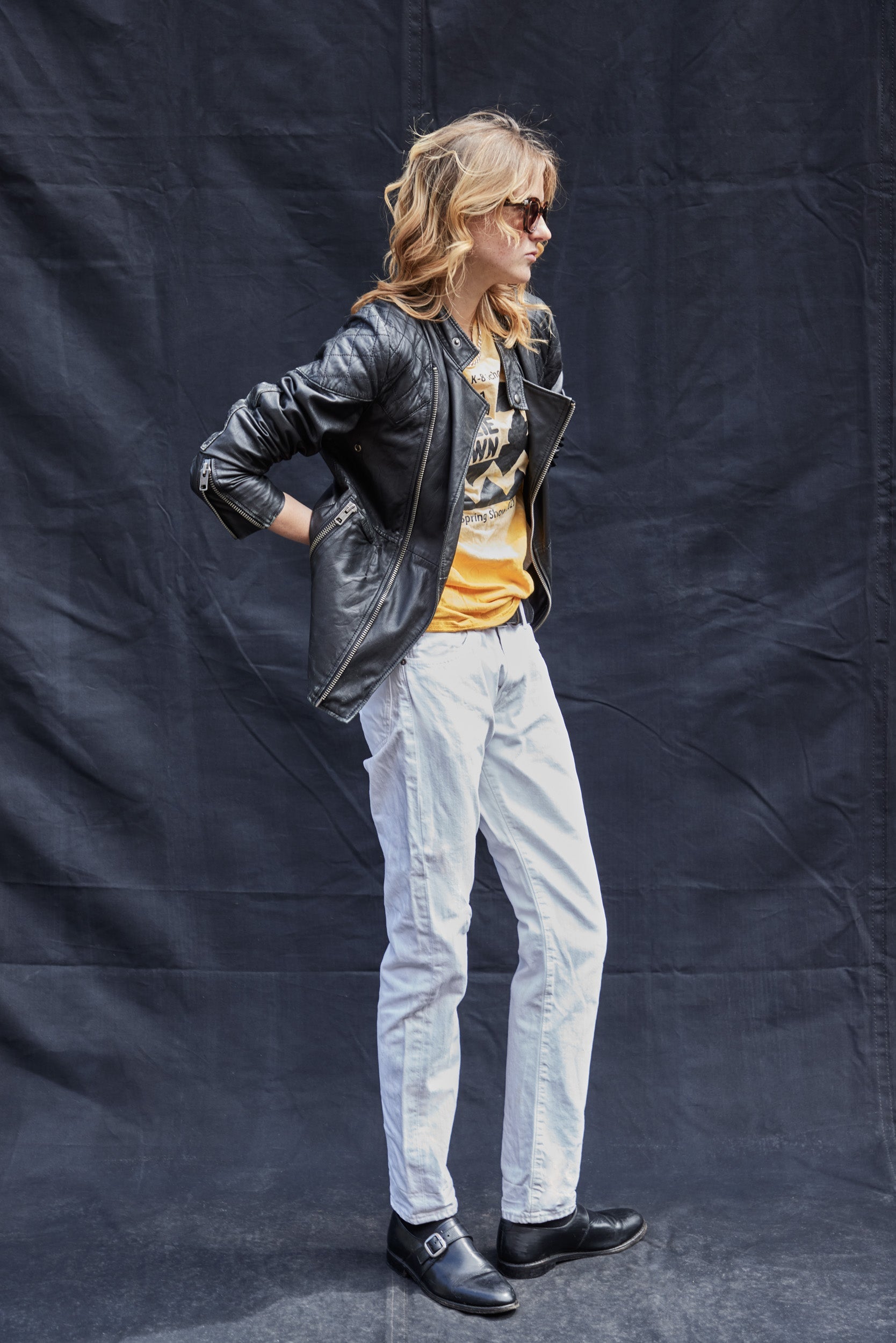 'Saint' Lambs Leather Biker Jacket in Black