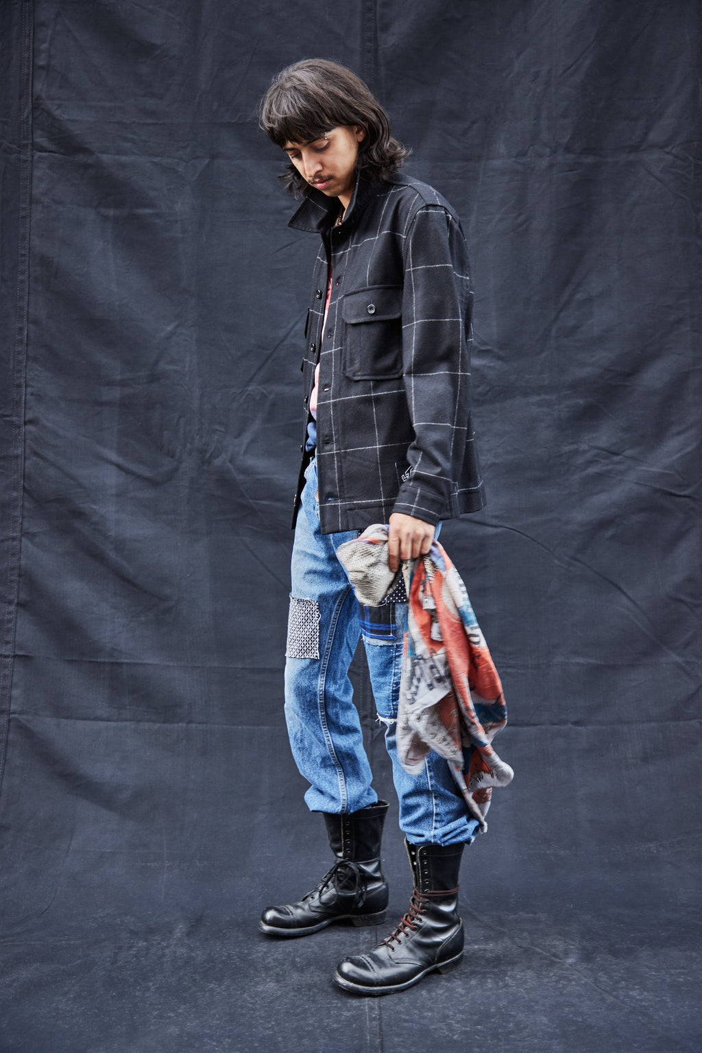 Wool Workshirt in Black Window Pane