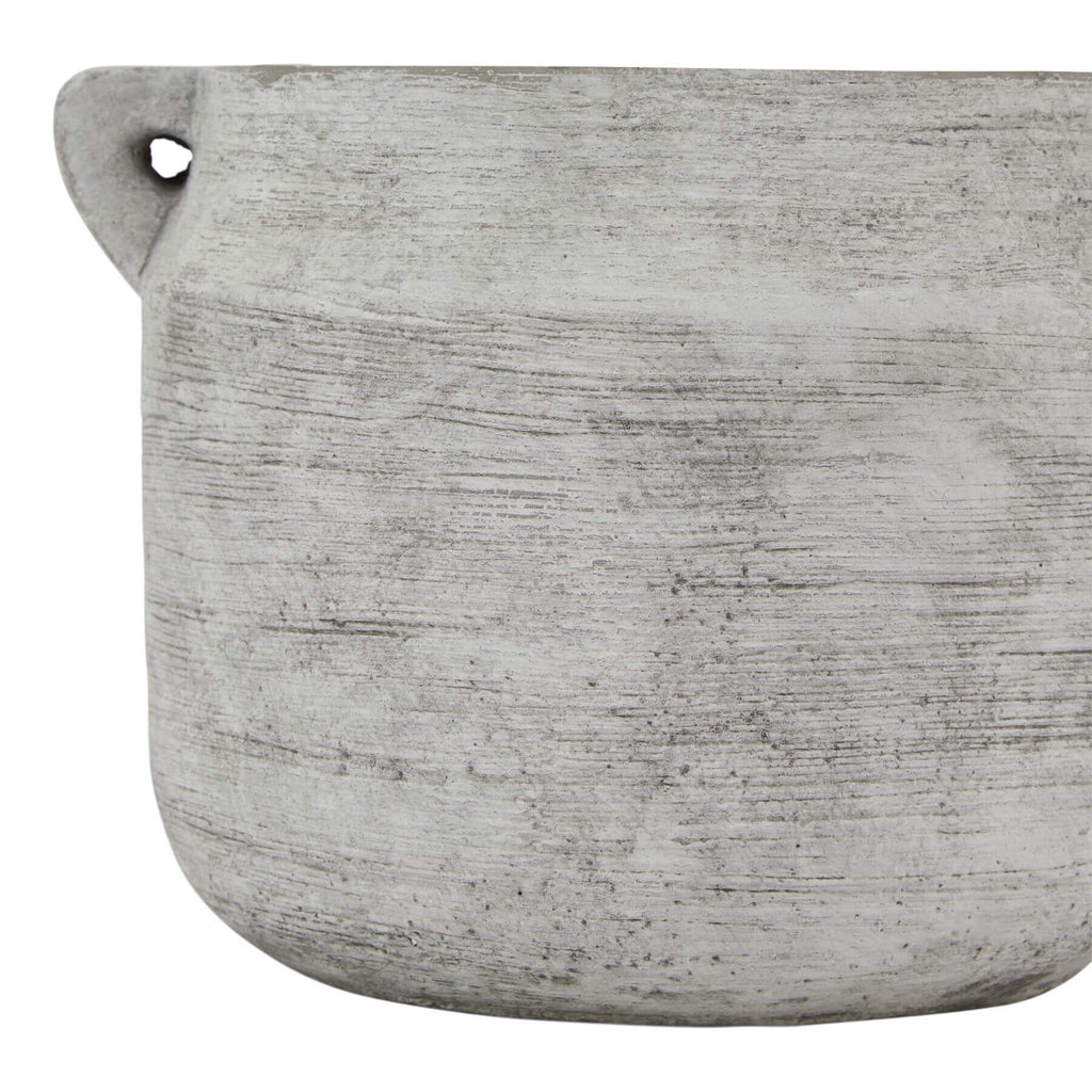 White ceramic hydria vessel with weathered stone texture, Mediterranean-style decorative amphora for floral arrangements by Sostter at brixbailey.com