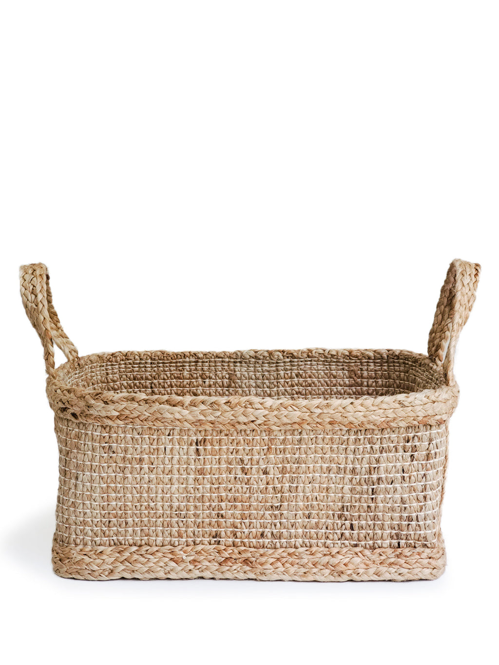 Rectangular Handwoven Jute Storage Basket