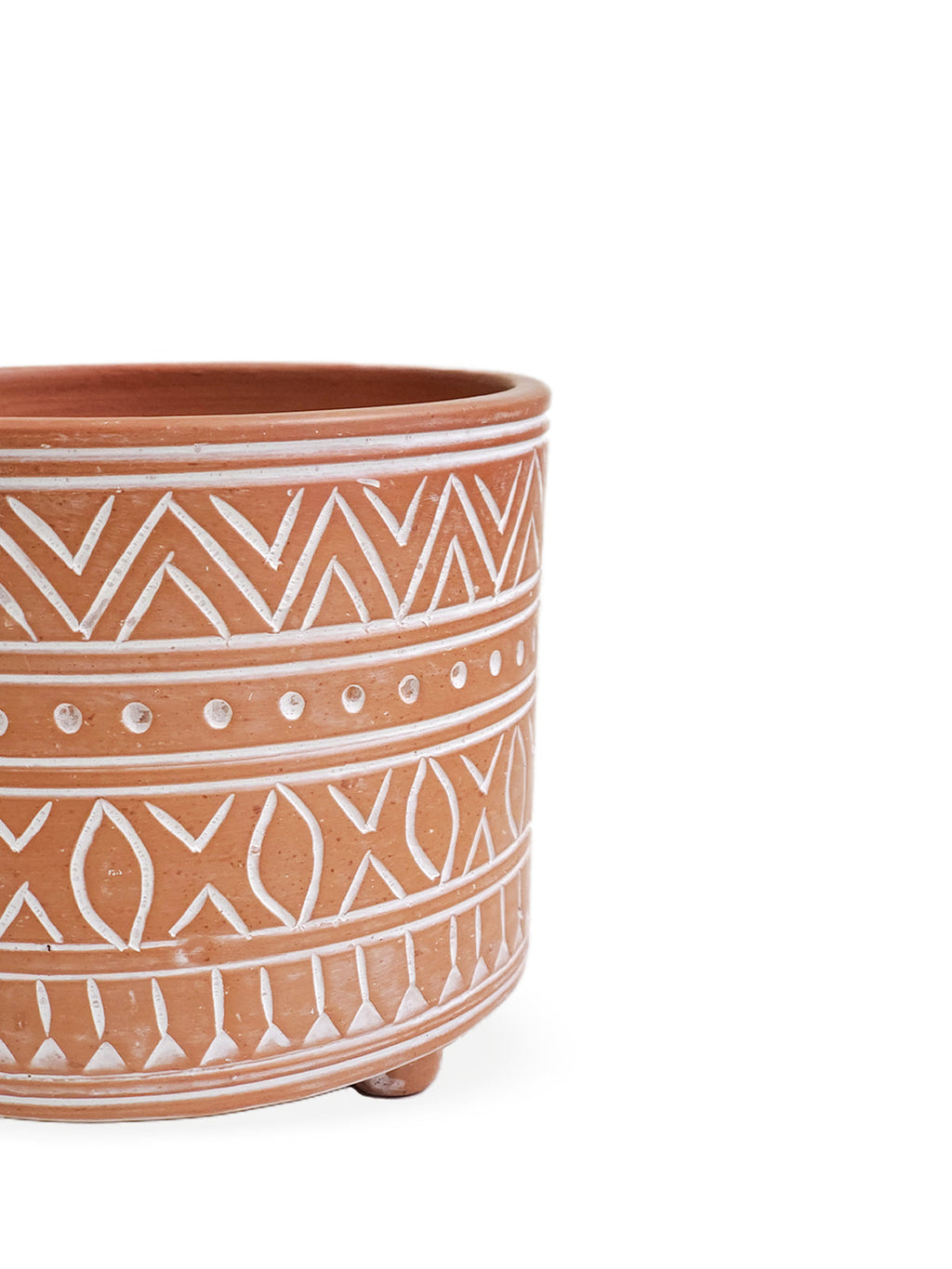Hand Etched Terracotta Pot Small