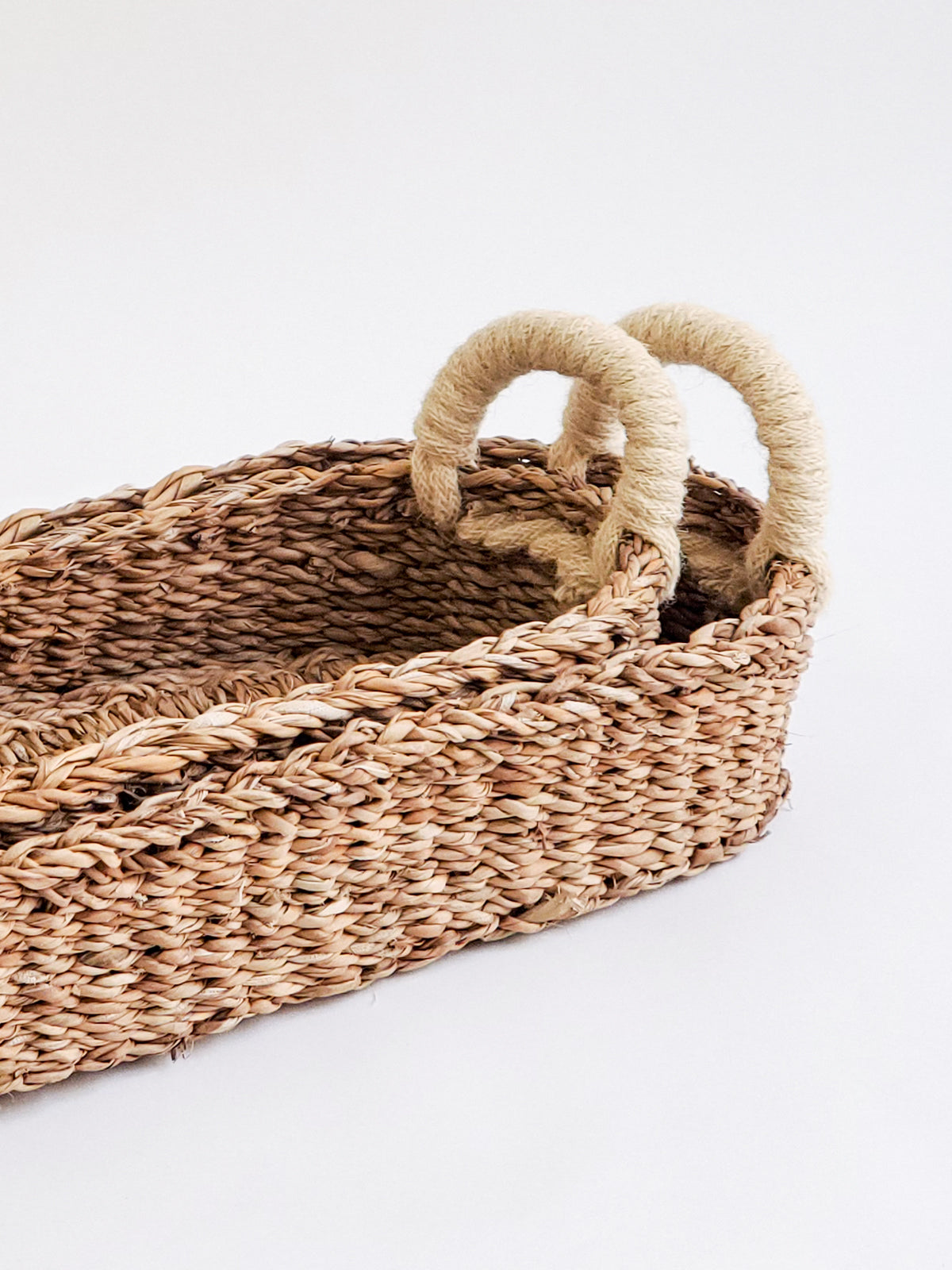 Seagrass Bread Basket with White Handle