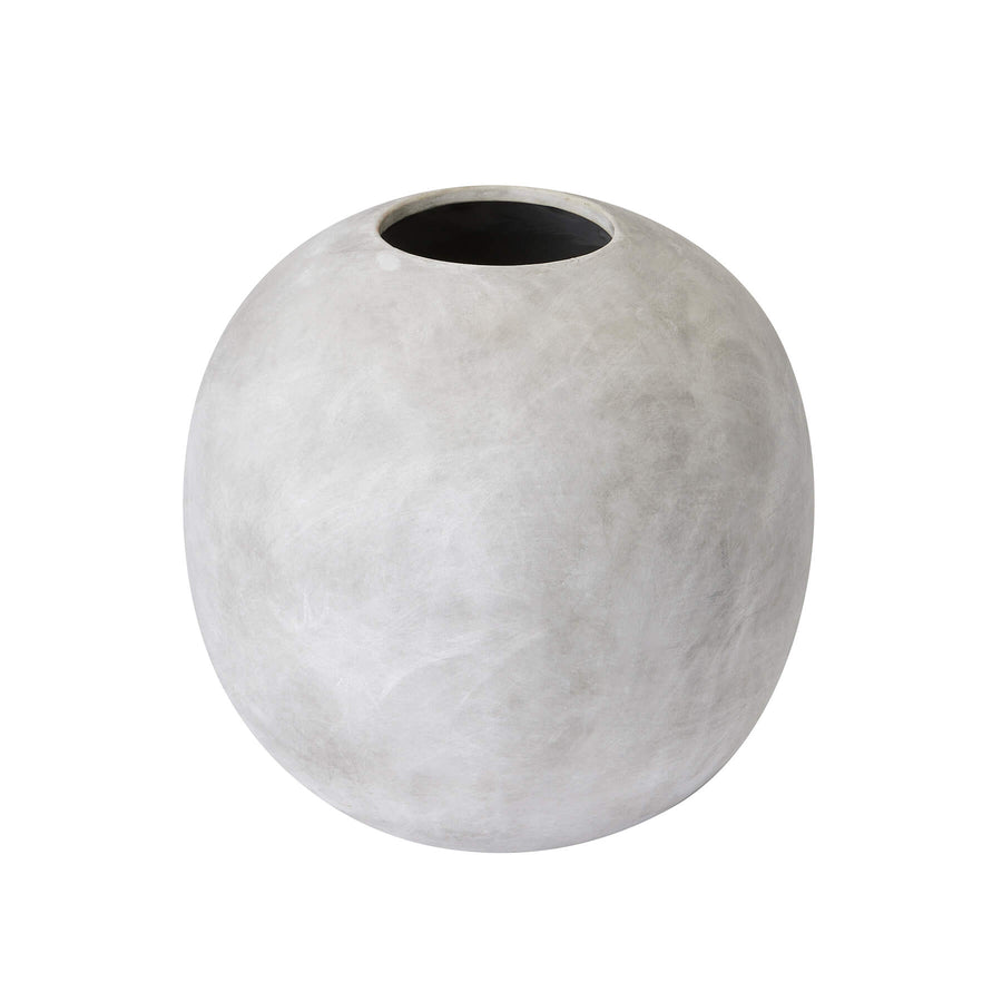 Handcrafted stone-colored ceramic vase, 23cm tall with 25cm base, neutral textured finish for modern or traditional decor. by Sostter at brixbailey.com
