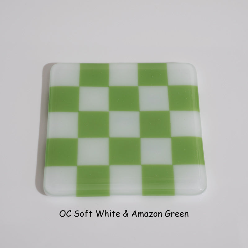 10cm Chequered Soft White/Colour Coaster - Oceanside Collection
