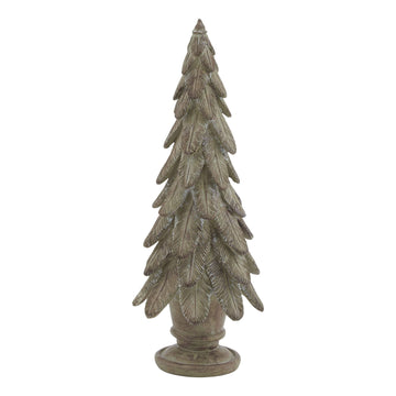Handcrafted spruce tree sculpture in warm brown resin, casting enchanting light patterns, 24cm tall artisanal decor. by Sostter at brixbailey.com