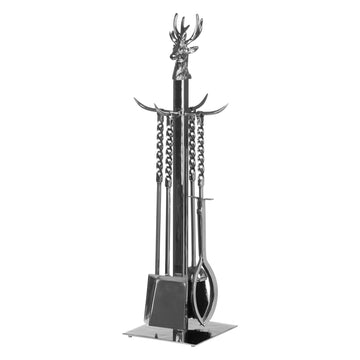 Hand-turned silver stag head decor, 67cm nickel centerpiece with polished finish for mantel or table display by Sostter at brixbailey.com
