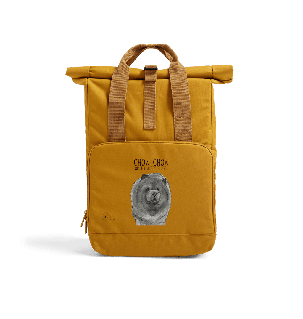 Blue Chow Chow Chic: Aloof Floof Roll-Top Backpack