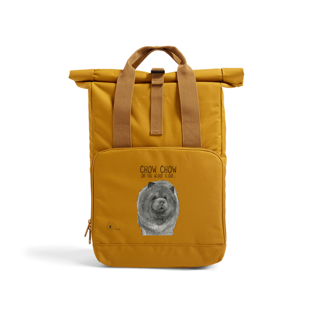 Blue Chow Chow Chic: Aloof Floof Roll-Top Backpack