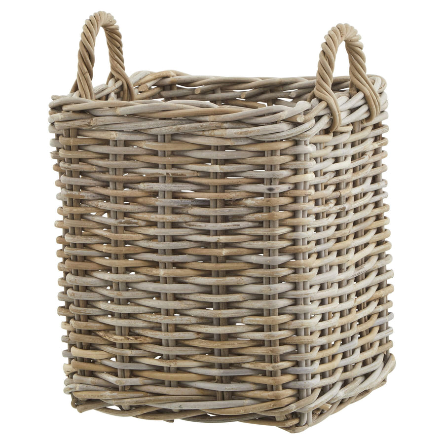 Set of 3 natural rattan storage baskets with handles in warm brown, handwoven wicker for boho or minimalist decor by Sostter at brixbailey.com