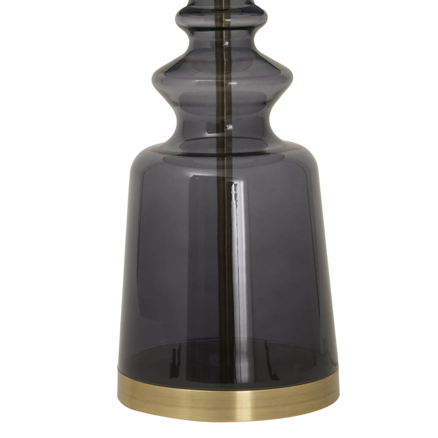 Luxton glass table lamp with black velvet shade, hand-blown translucent base, elegant modern lighting for home decor by Sostter at brixbailey.com