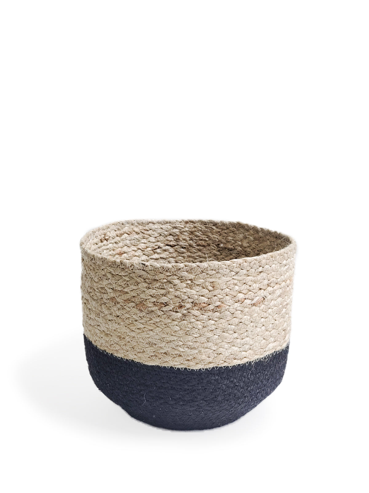 Naiya Handwoven Jute Bin in Natural Black