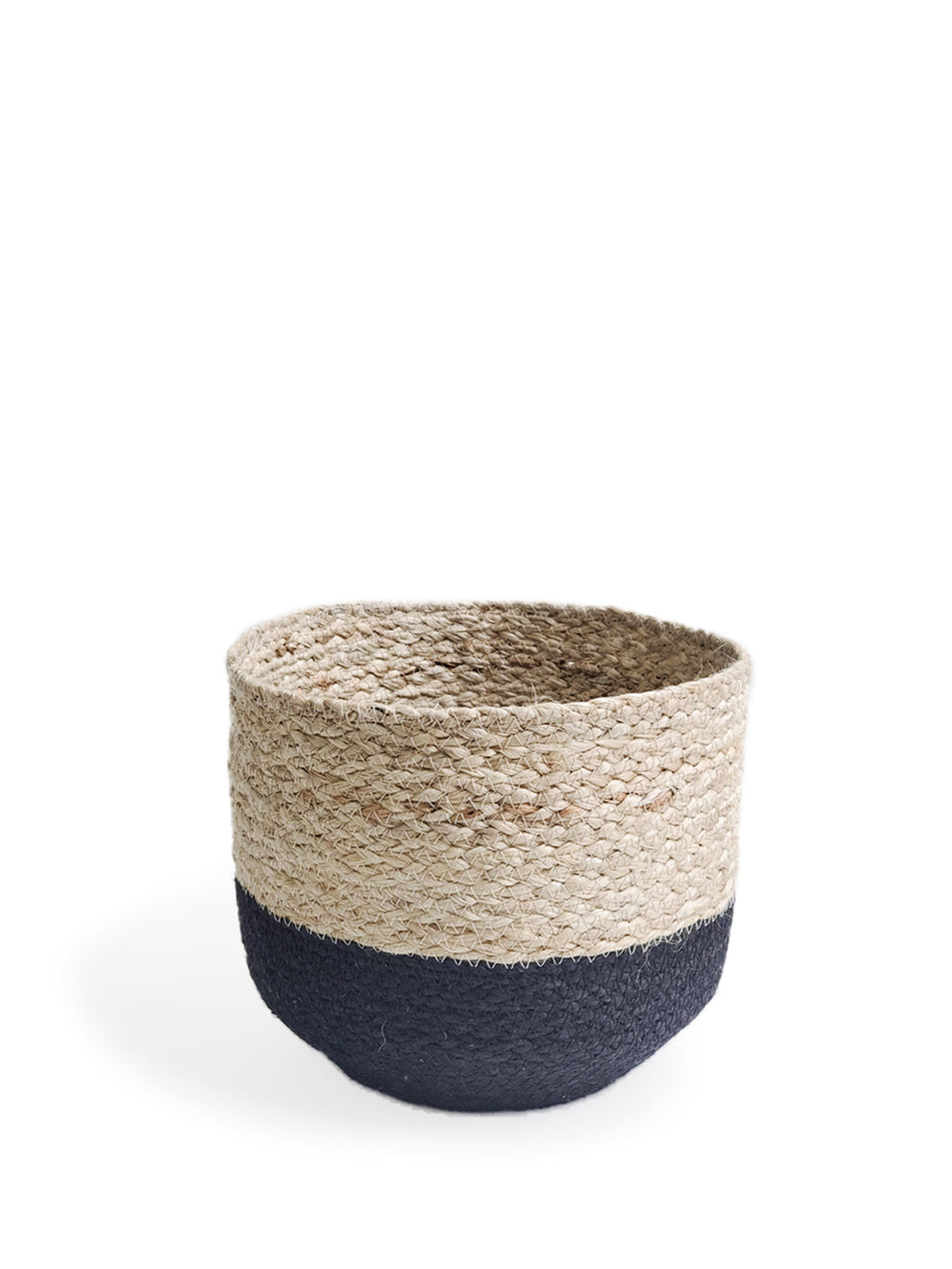 Naiya Handwoven Jute Bin in Natural Black
