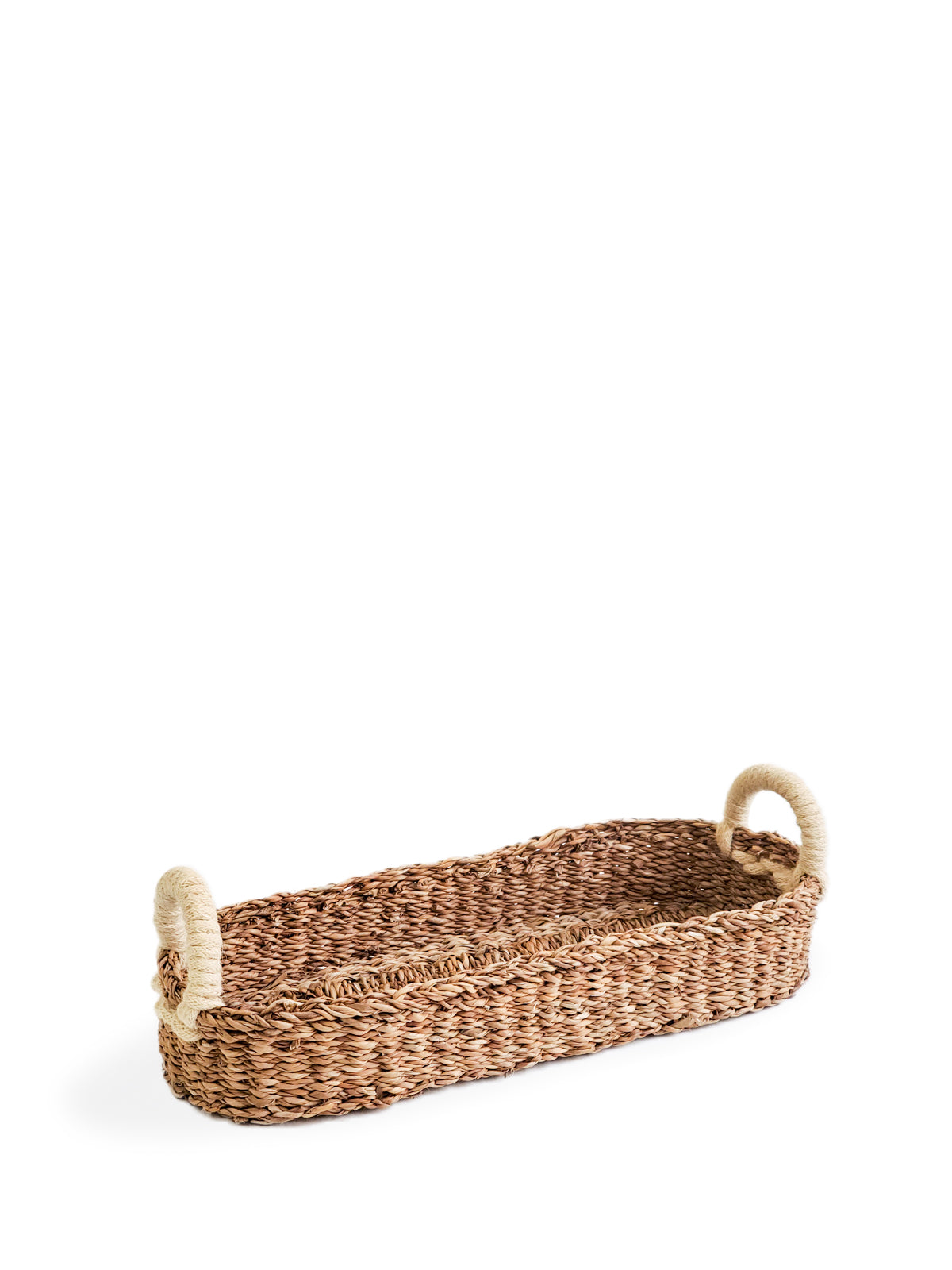 Seagrass Bread Basket with White Handle