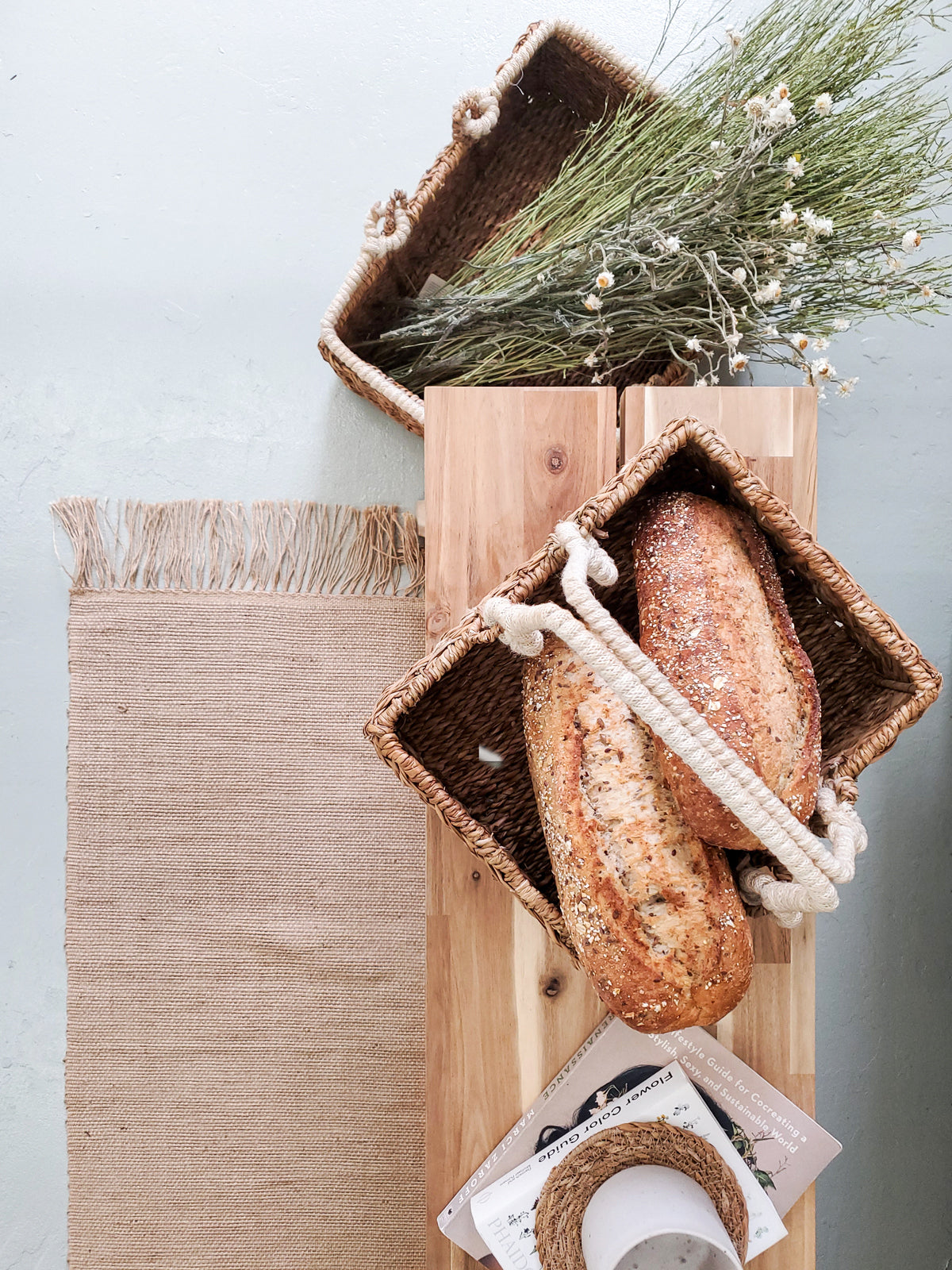 Seagrass Storage Basket with Handle