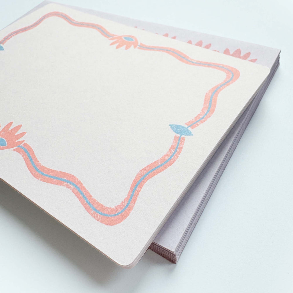 Set of 12 Notecards and Envelopes in Pink and Blue