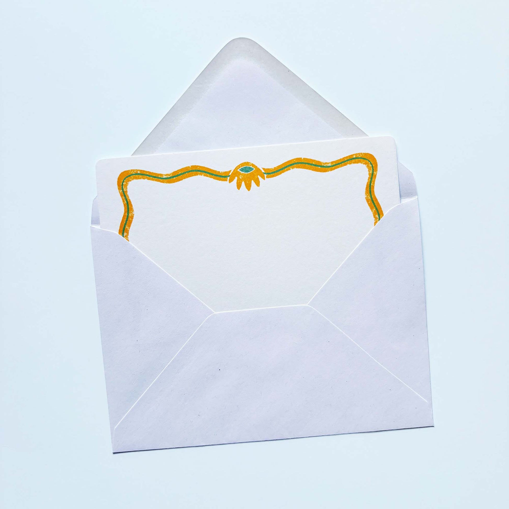 Set of 12 Notecards and Envelopes in Yellow and Green