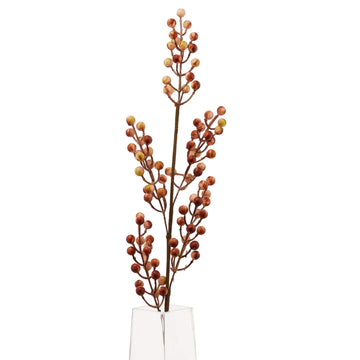 Lifelike artificial autumn branch with orange berries and cream stems, 122cm tall, perfect for seasonal home decor by Sostter at brixbailey.com