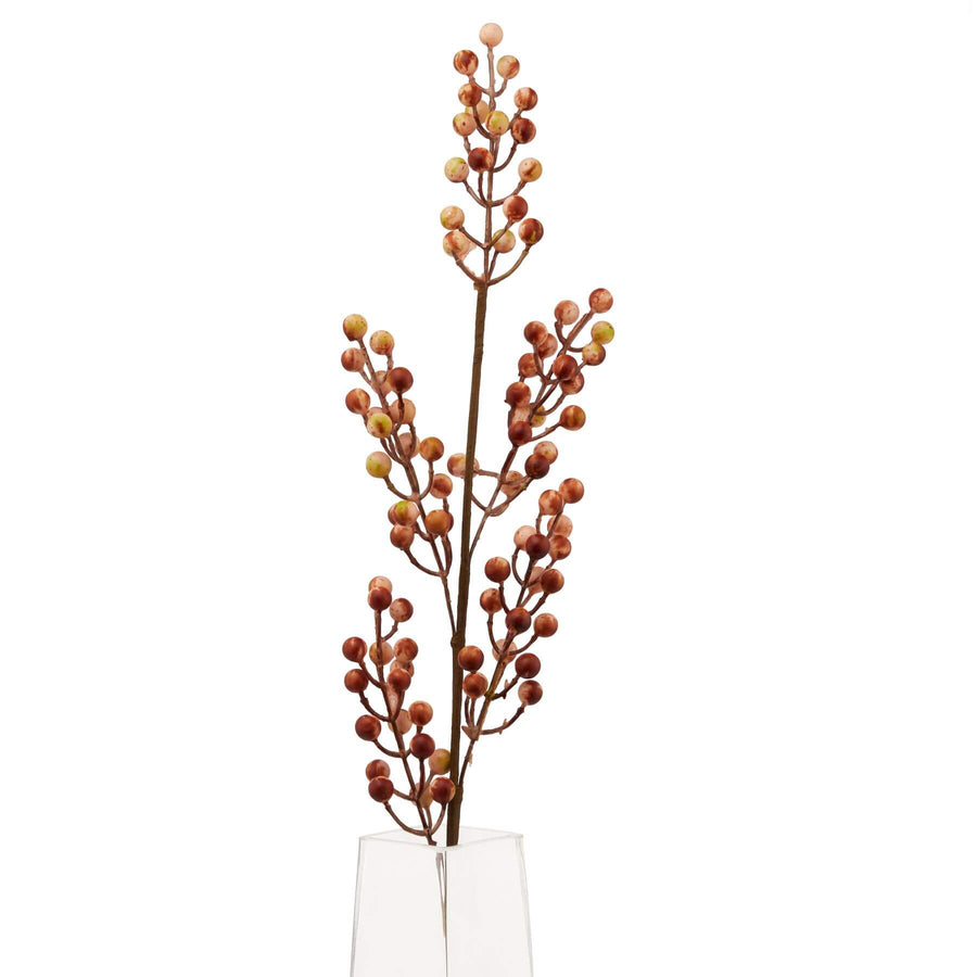 Lifelike artificial autumn branch with orange berries and cream stems, 122cm tall, perfect for seasonal home decor by Sostter at brixbailey.com