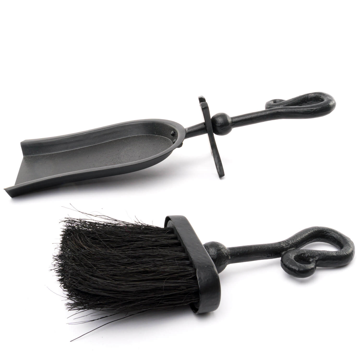 Black Crook Handled Hearth Tidy - sleek metal fireplace tool with ergonomic handle for rustic or modern decor by Sostter at brixbailey.com