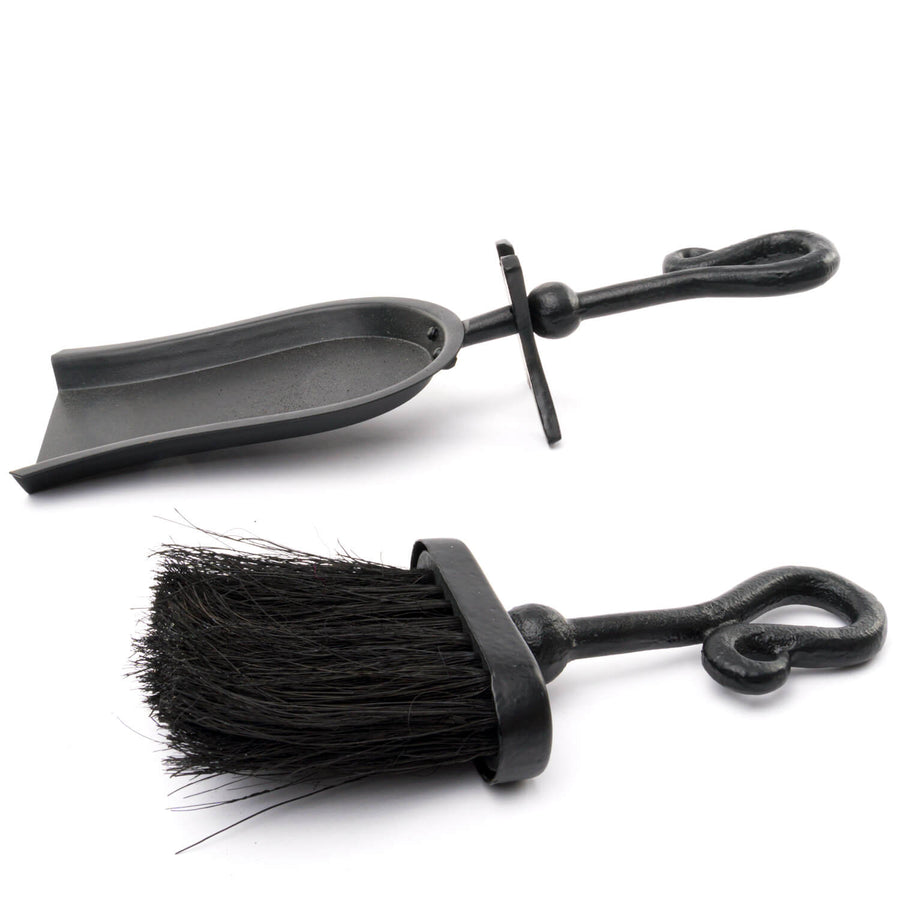 Black Crook Handled Hearth Tidy - sleek metal fireplace tool with ergonomic handle for rustic or modern decor by Sostter at brixbailey.com