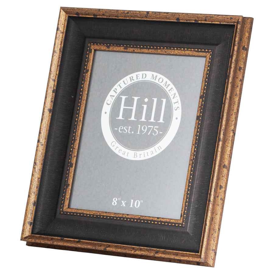 Black antique gold beaded 8x10 photo frame with intricate wood detailing, elegant home decor gift.by Sostter at brixbailey.com