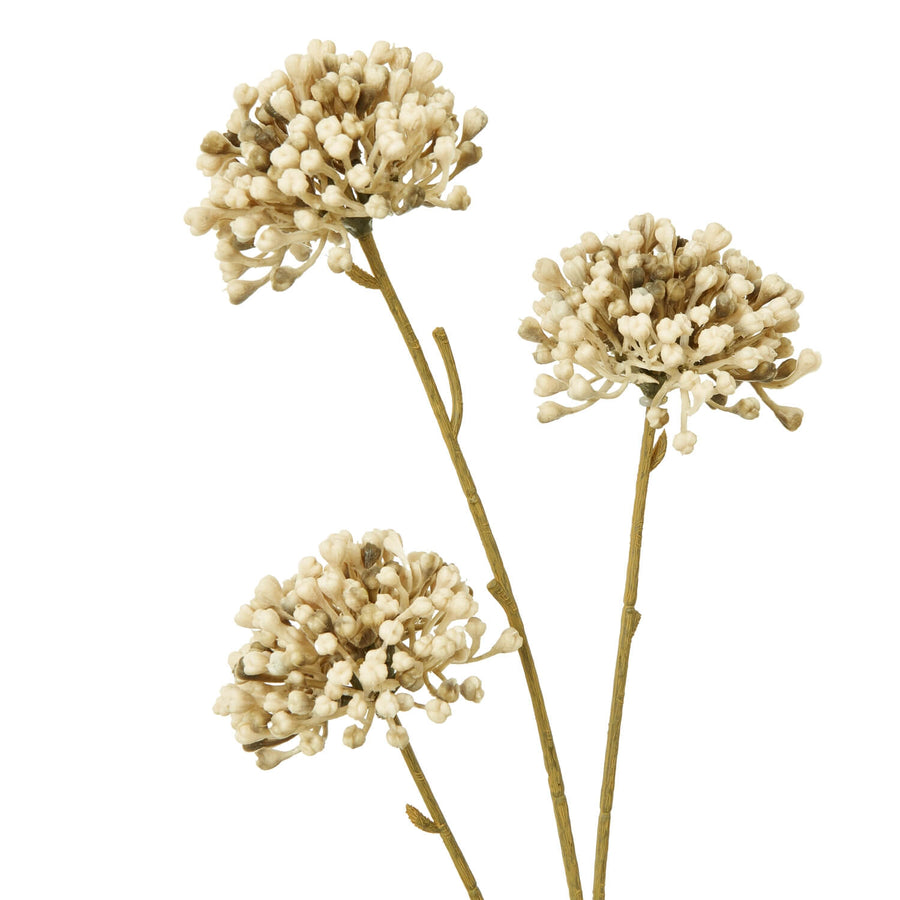 Brown Allium spray artificial flowers with spherical blooms in warm earthy tones, 60cm tall, lifelike plastic decor. by Sostter at brixbailey.com