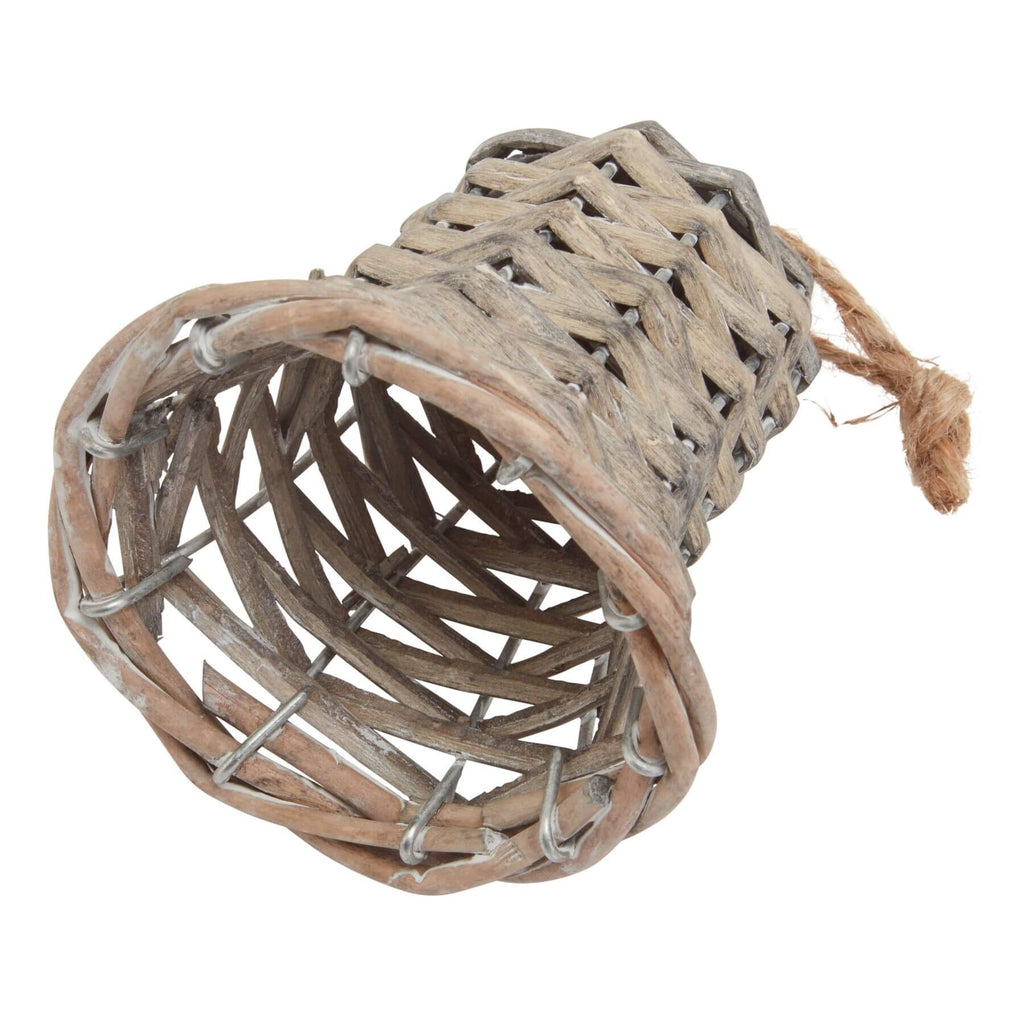 Handwoven natural wicker Christmas bell decoration in warm brown, rustic holiday decor for trees and mantels. by RoomLondon at brixbailey.com