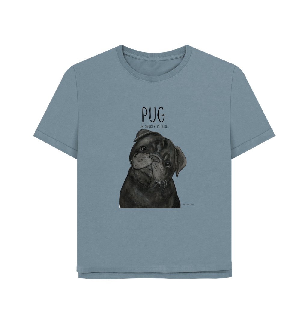 Snorty Potato Women’s Relaxed Fit Tee – Pug Life, Comfier Than Ever!