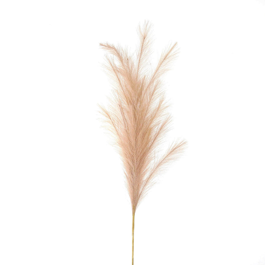 Luxury faux pampas grass stem, 120cm tall, soft neutral tones, realistic texture for modern home decor by Sostter at brixbailey.com