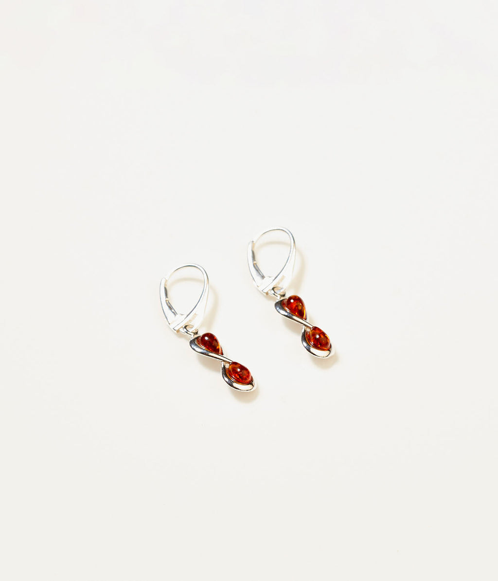 Amber Infinity Drop Earrings in Sterling Silver